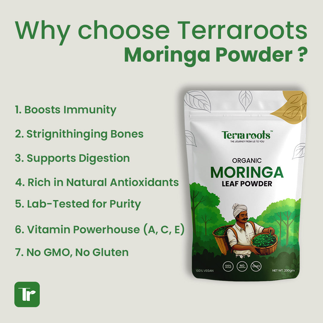 Terra Roots Organic Moringa Leaf Powder – Superfood & Natural Health Supplement